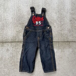 Oshkosh B'gosh Toddler Bib Overalls – Dark Wash – Engineer's Crew – 12 Months